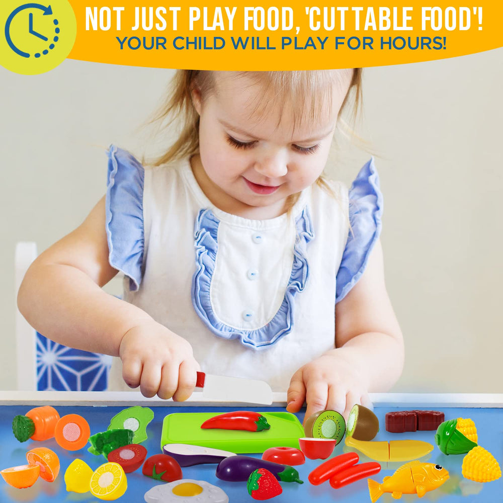 FUNERICA cuttable play food broccoli supports motor skills through pretend chopping.