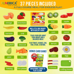 FUNERICA cuttable play food carrot fosters color awareness and hand-eye coordination.