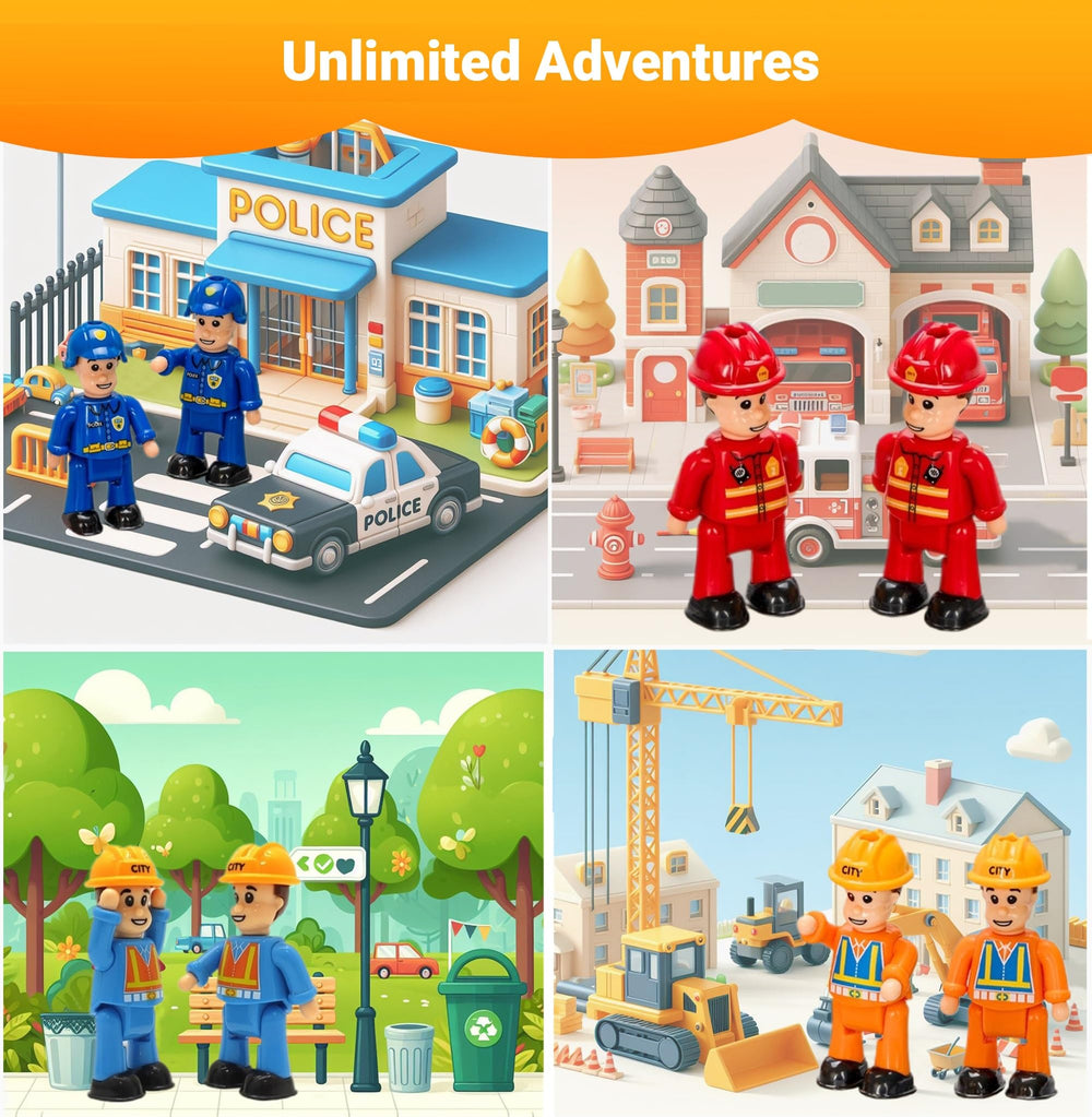 FUNERICA police officer figurine with badge for role-play and neighborhood stories.