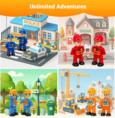 FUNERICA police officer figurine with badge for role-play and neighborhood stories.
