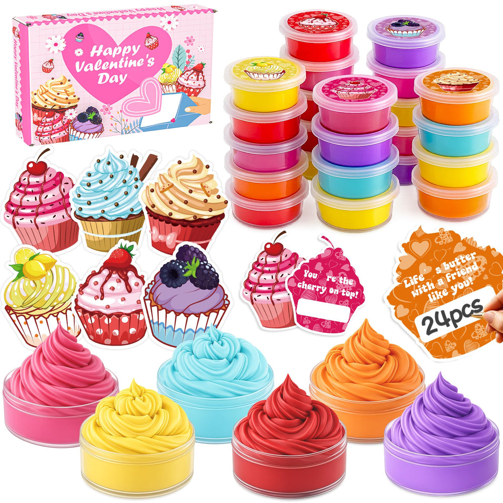 Funewest valentines butter slime pack for classroom exchanges and kid gifts
