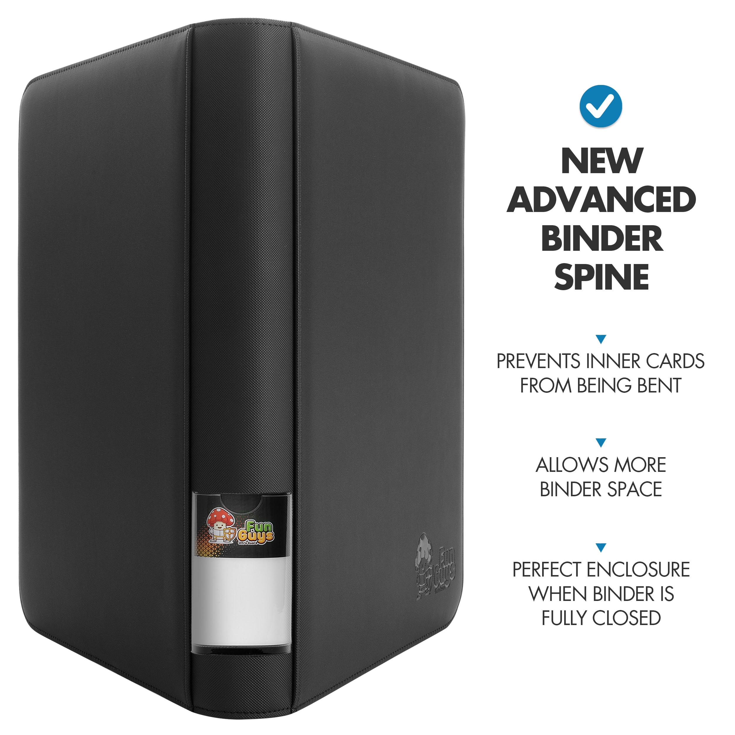 Compact, travel-ready FunGuys binder compatible with multiple card types.