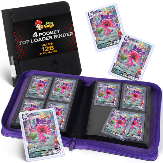 FunGuys Toploader Binder exterior dimensions for travel-friendly display.