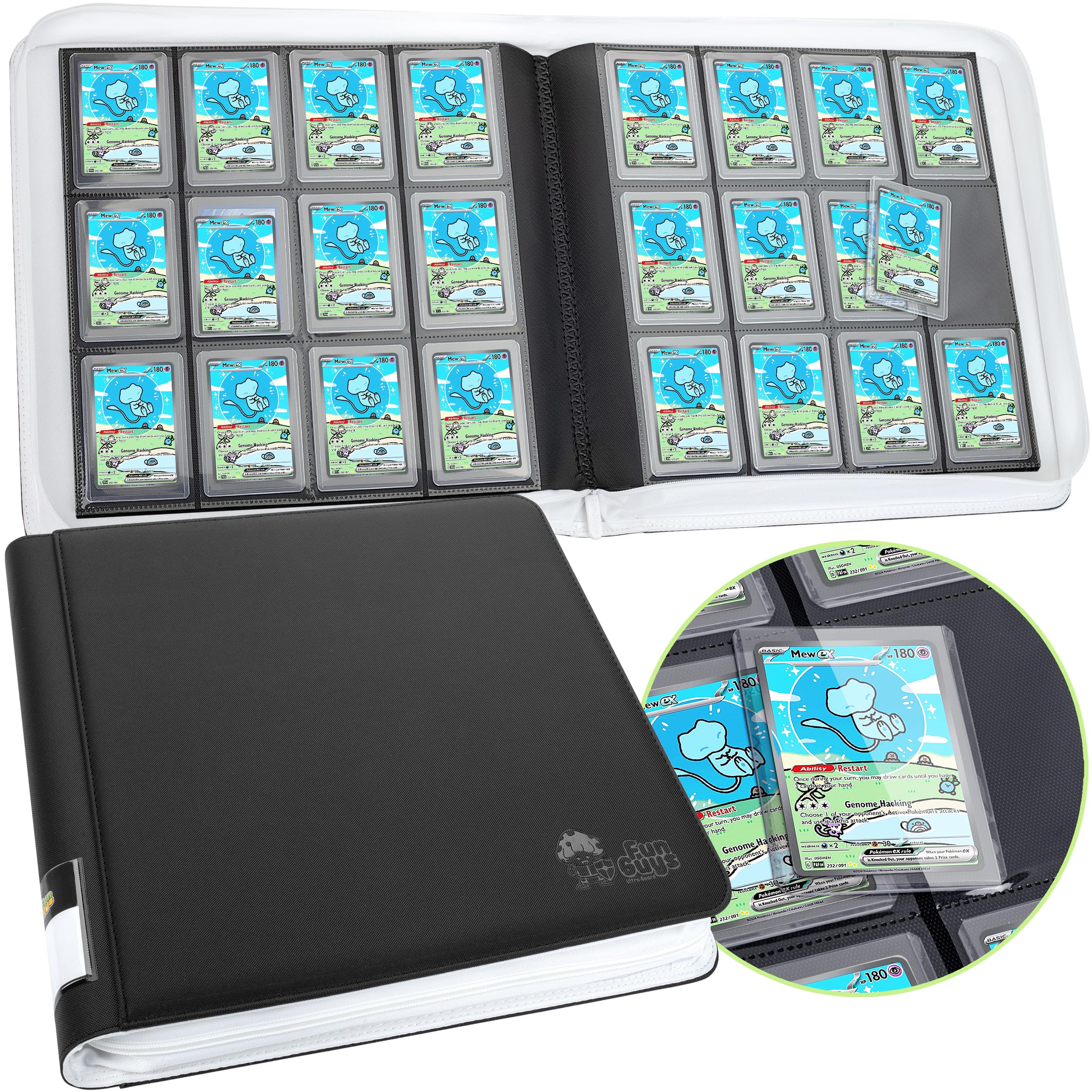 FunGuys Toploader Binder exterior with water-resistant protection for on-the-go collectors.