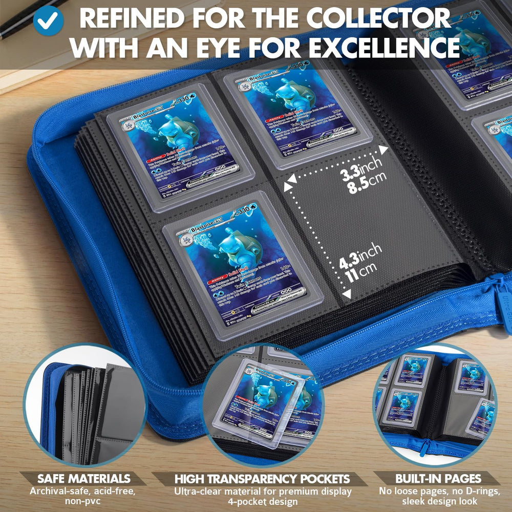 FunGuys Toploader Binder pocket layout with four pockets per page for 128 cards.