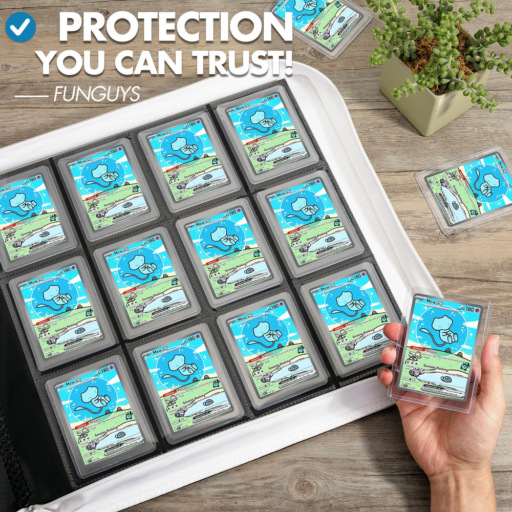 FunGuys 12-pocket pages fit standard 3x4 top loaders securely.