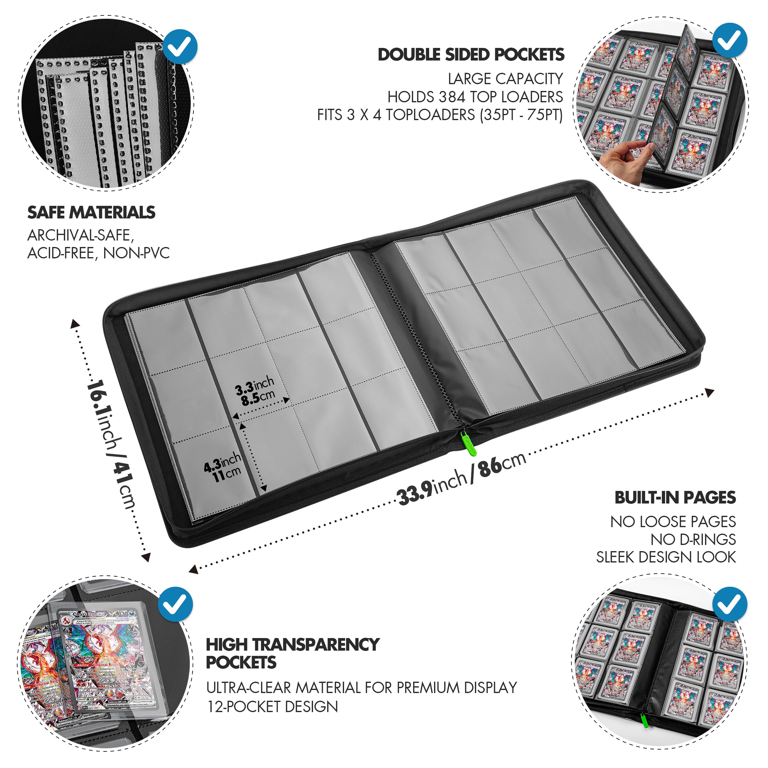 FunGuys Toploader Binder spine design reduces stress on thick loaders.