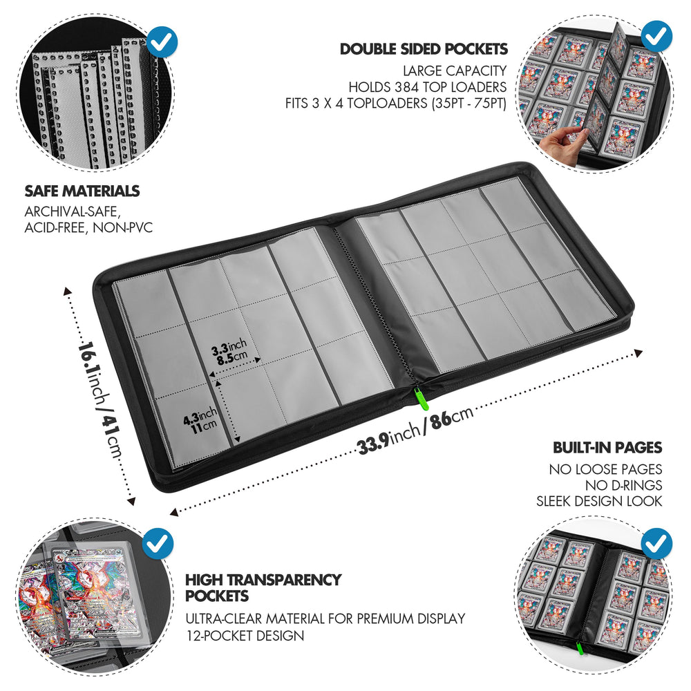 FunGuys Toploader Binder spine design reduces stress on thick loaders.