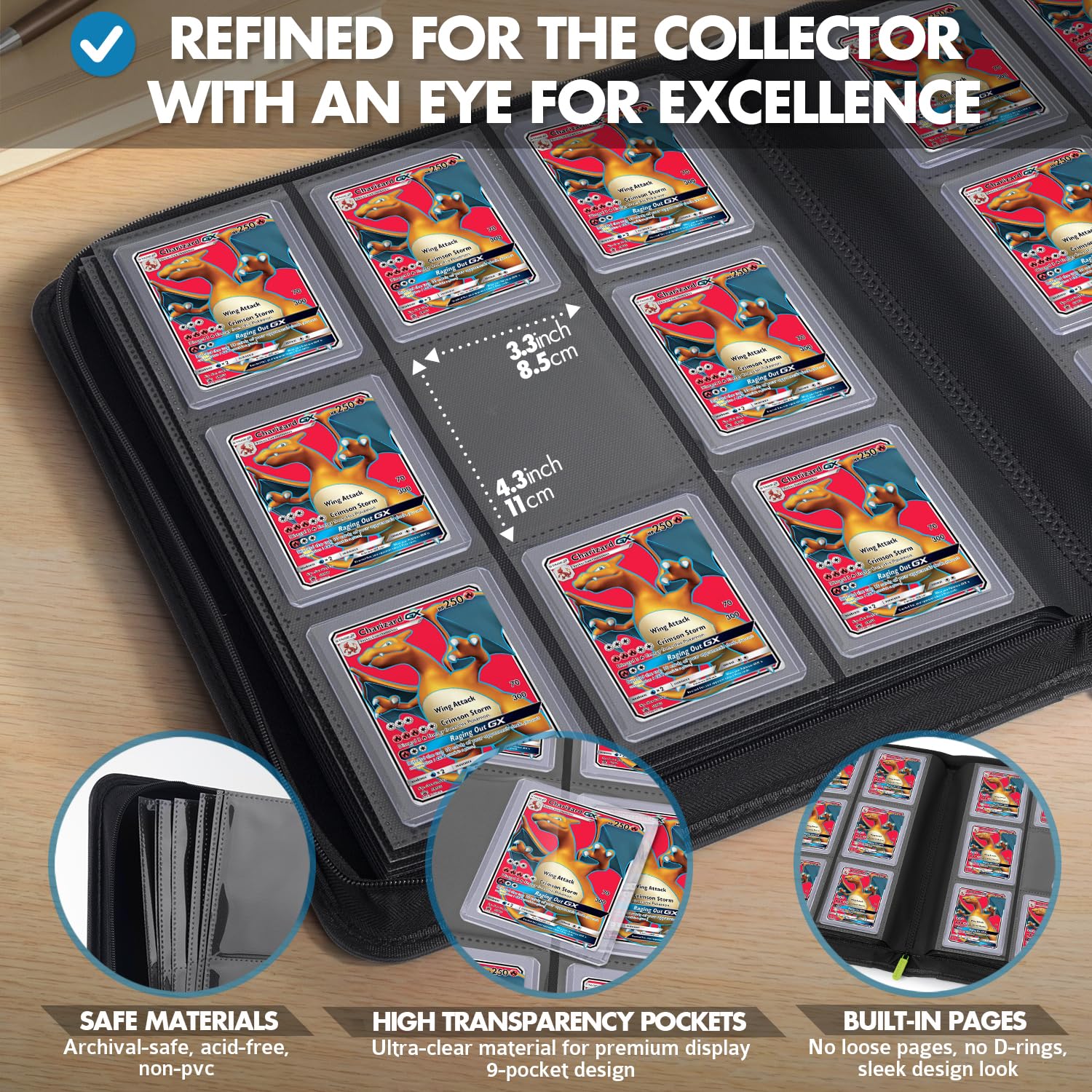 FunGuys Toploader Binder suede interior cushions cards against scratches
