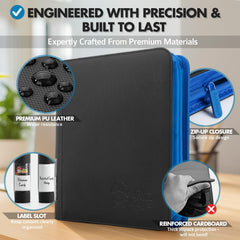 FunGuys Toploader Binder water-resistant hardcover guards against spills.