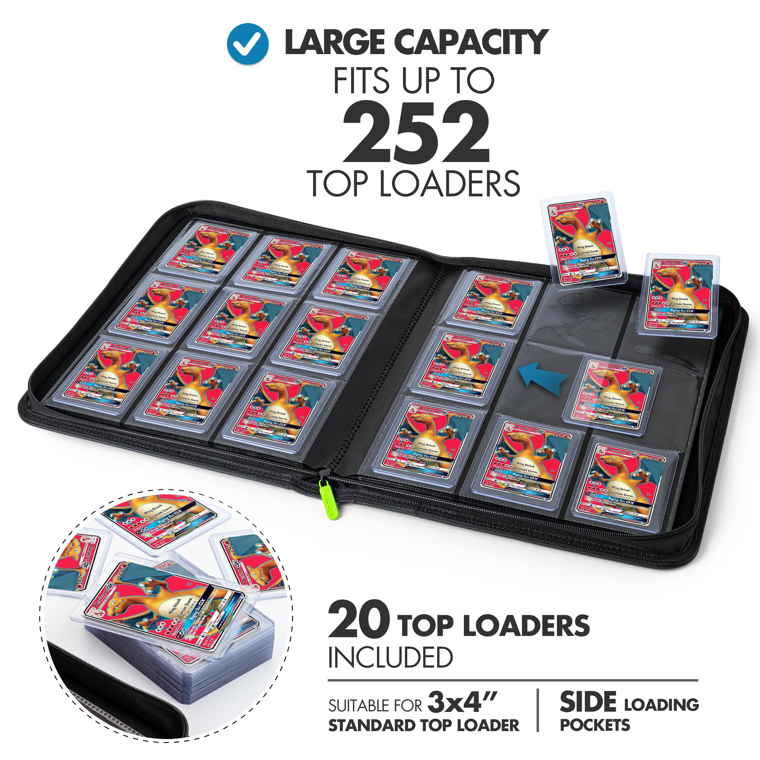FunGuys Toploader Binder zippered closure for secure transport