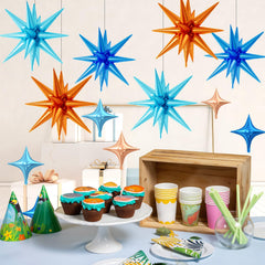 FunHot 10-inch four-point star balloon orange light adds bright contrast.
