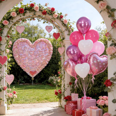 FunHot 12 inch latex and pink heart foil mix offers versatile decoration options.