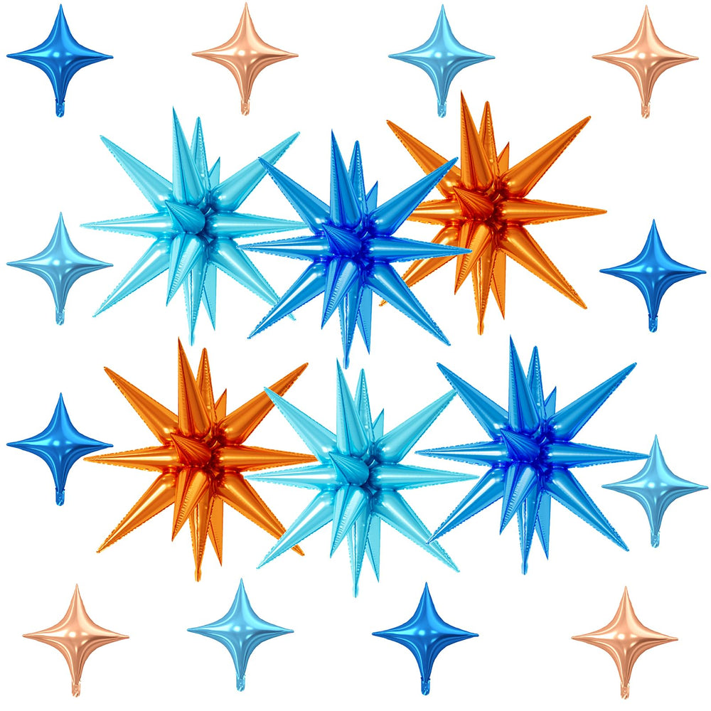FunHot 22-inch explosion star balloon in dark blue creates a striking party focal point.