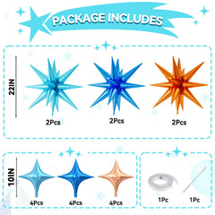 FunHot 22-inch explosion star balloon in light blue adds vibrant ceiling decor depth.