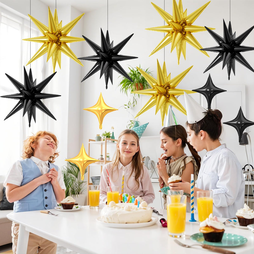 FunHot balloon arch display idea using explosion and four-point stars