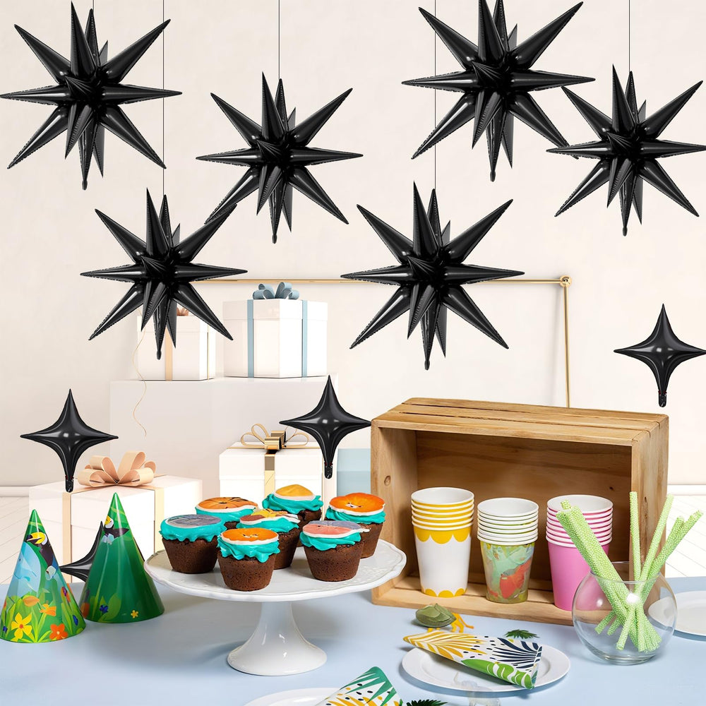FunHot balloon decor ideas featuring black star balloons
