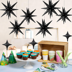 FunHot balloon decor ideas featuring black star balloons