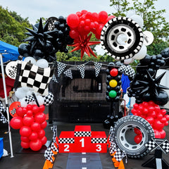 FunHot black checkered balloons for dramatic racing mood.