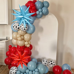 FunHot blue foil star balloon complements ceiling or backdrop accents.