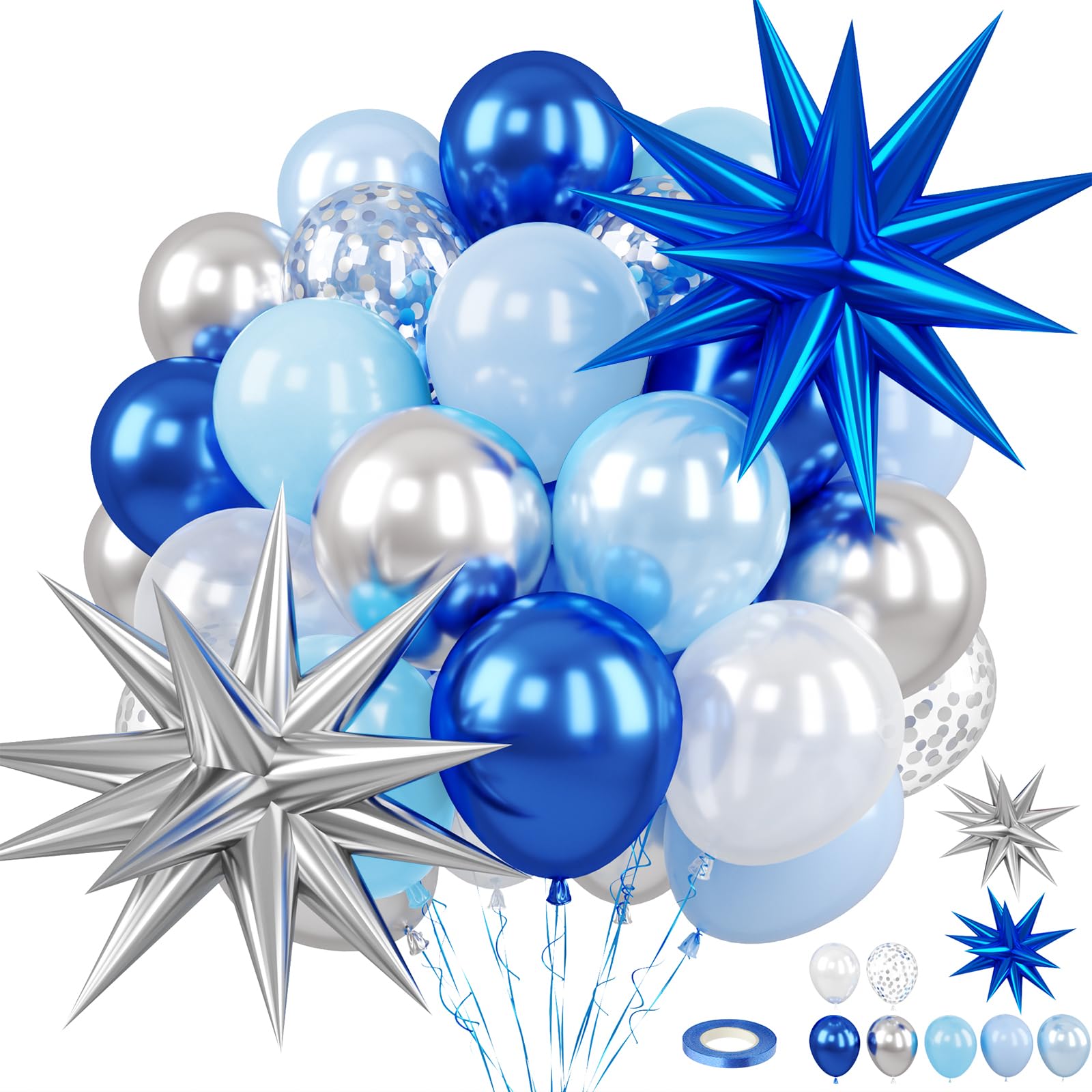 FunHot blue and silver balloon set for eye catching backdrops