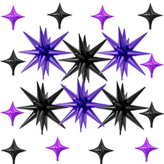 FunHot explosion star balloon, 22-inch, black, bold Halloween centerpiece.