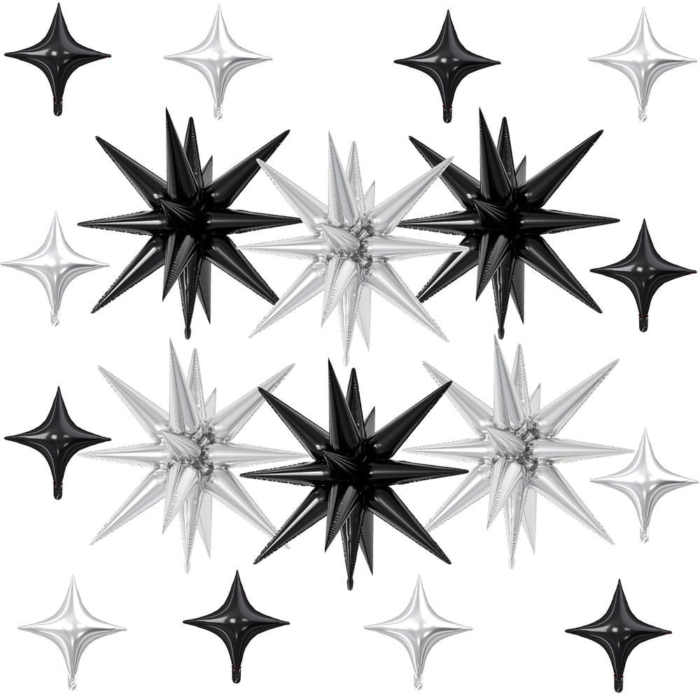 FunHot explosion star balloons black 22-inch create a dramatic party centerpiece.