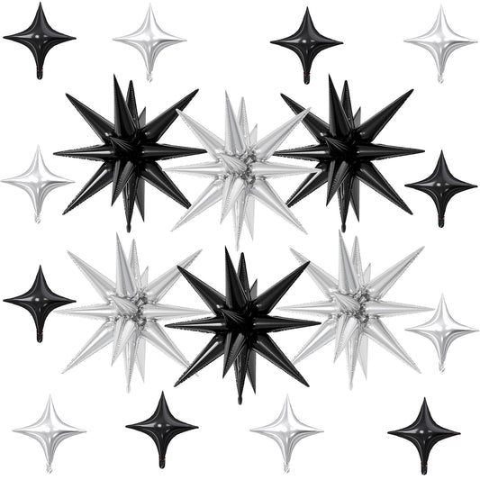 FunHot explosion star balloons black 22-inch create a dramatic party centerpiece.