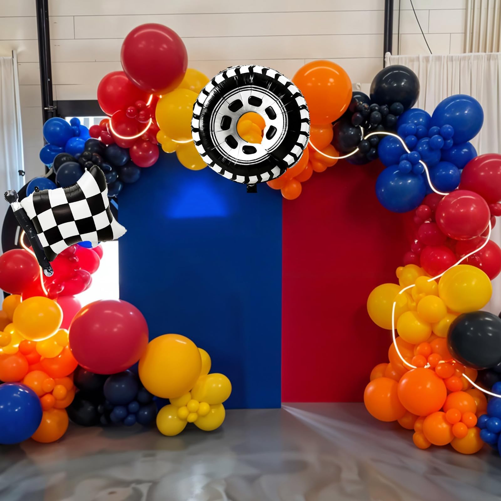 FunHot red-striped tire foil balloon enhances race-themed decorations