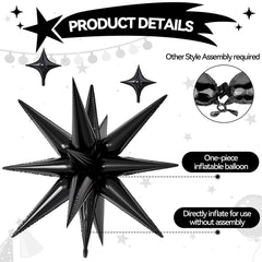 FunHot four-point star balloons black 10-inch provide versatile table decor.