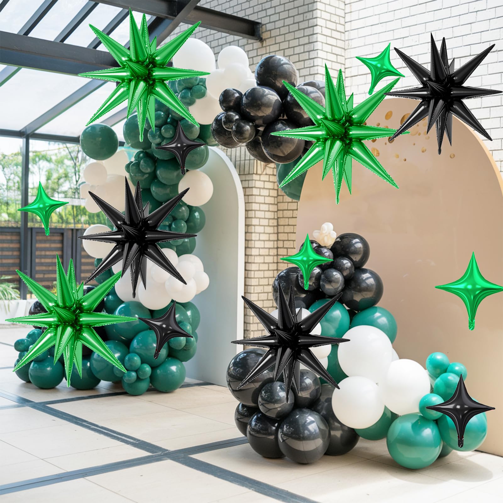 FunHot four-point star balloons 10-inch green for arches