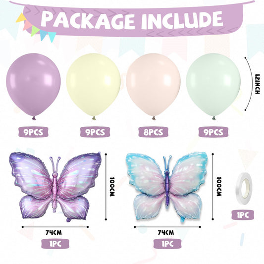 FunHot giant butterfly foil balloons in purple and blue for dramatic ceiling decor