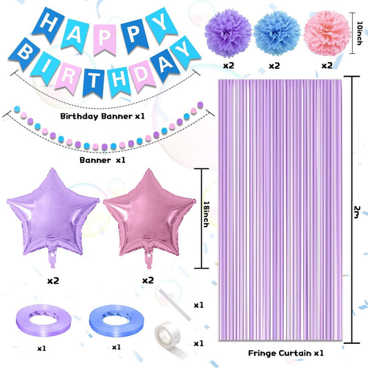 FunHot Happy Birthday banner creates a festive focal point.