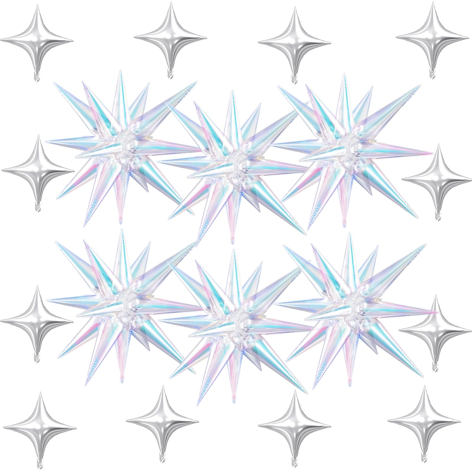 FunHot iridescent 22-inch explosion star balloons shimmer brilliantly