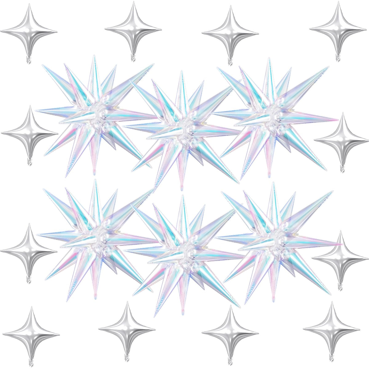 FunHot iridescent 22-inch explosion star balloons shimmer brilliantly
