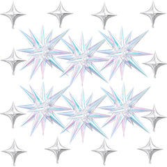 FunHot iridescent 22-inch explosion star balloons shimmer brilliantly