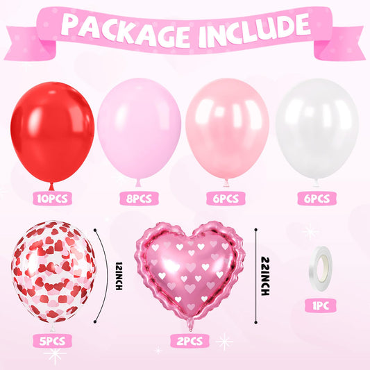 FunHot heart-confetti balloons close-up for wedding decor
