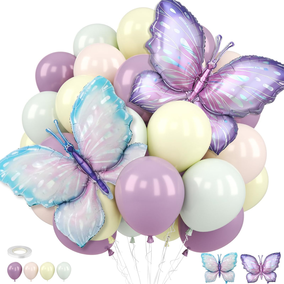FunHot pastel butterfly balloons create a dreamy princess party backdrop