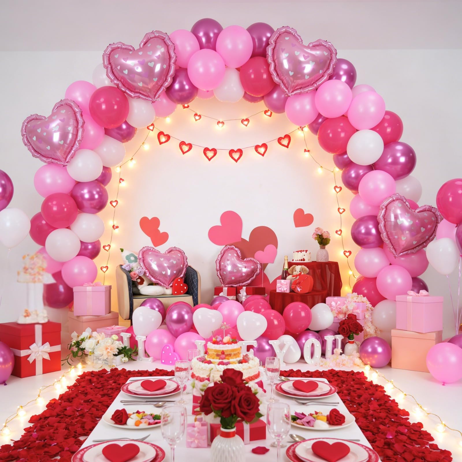 FunHot pearl pink balloons add layered texture to valentines or wedding decor.