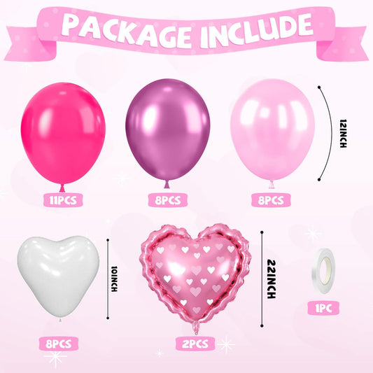 FunHot pink heart foil balloons serve as a romantic focal point for photos.