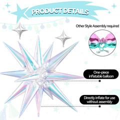 FunHot silver four-point star balloons bring elegant sparkle to decor