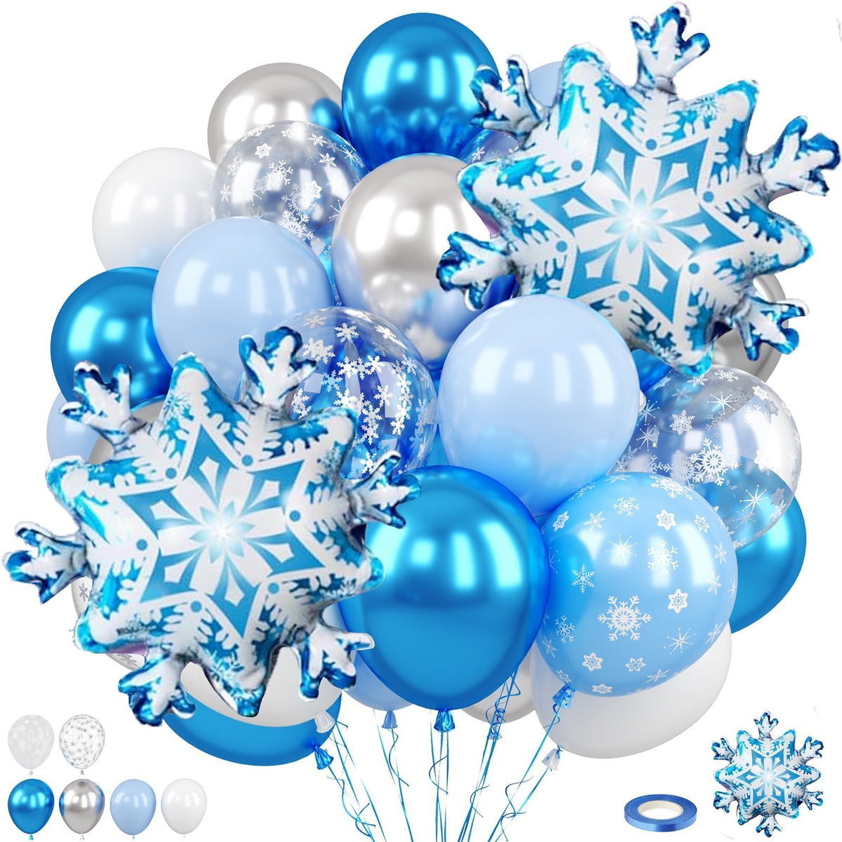 FunHot Snowflake Balloons kit with macaron blue balloons for chic party accents.