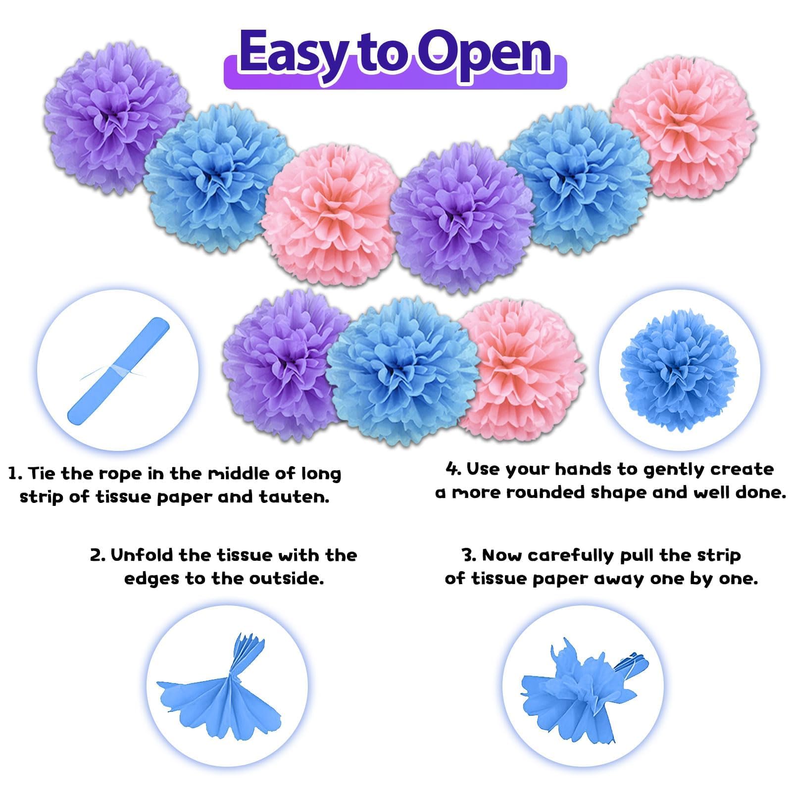 FunHot tissue pom-poms add texture and vibrant color to walls.