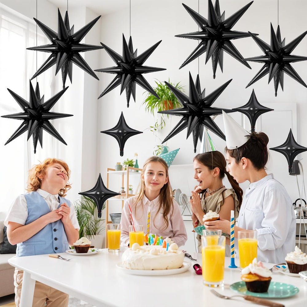 FunHot wedding or anniversary display with black star balloons