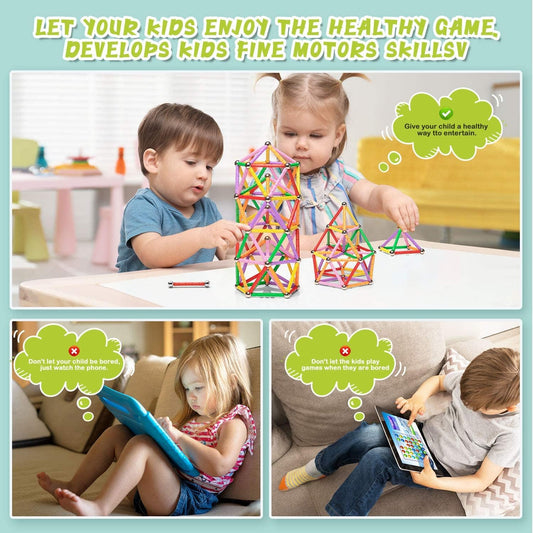 Funifinds colorful magnetic rods and balls promote color recognition and construction.