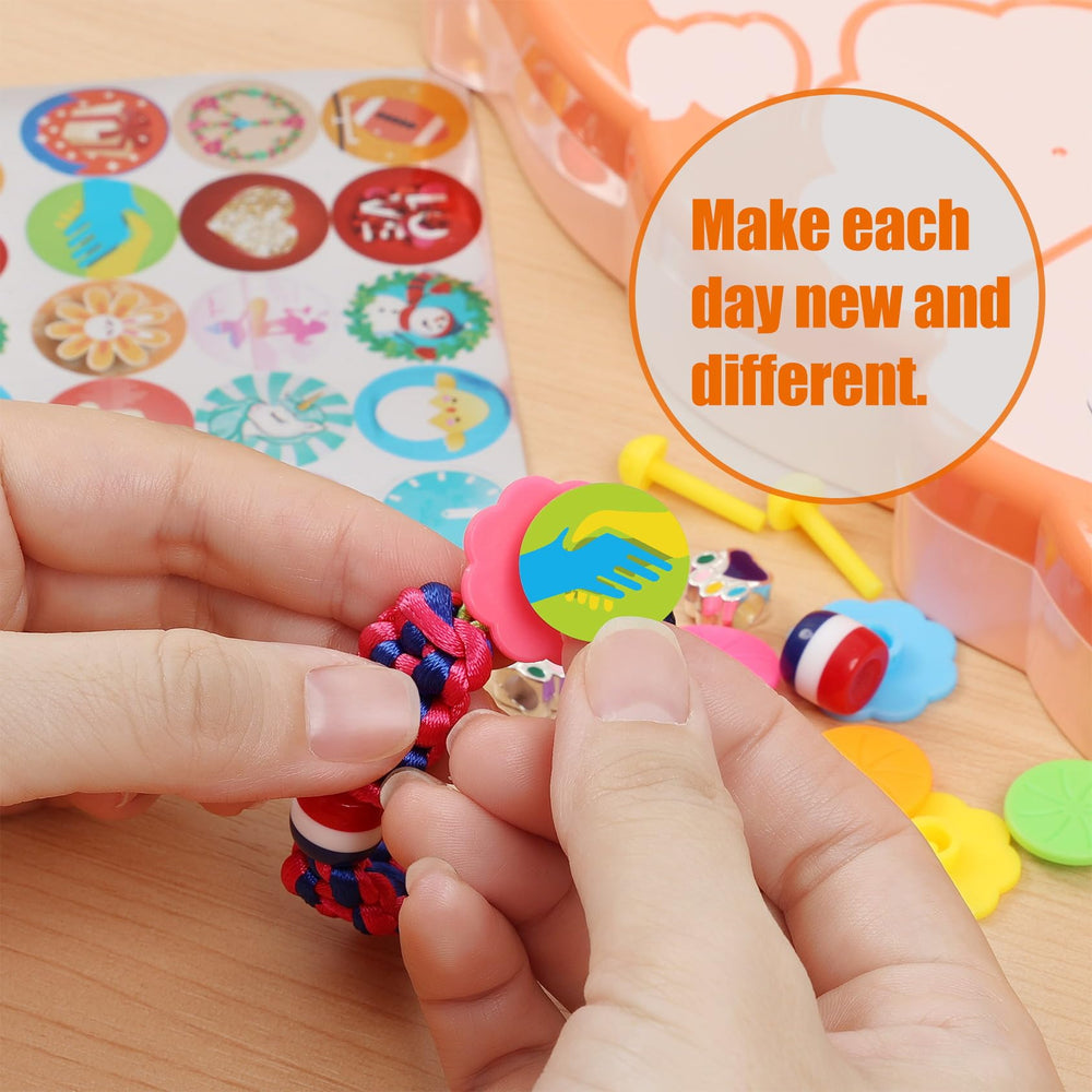 FUNiOi instruction cards guide kids through simple bracelet making steps.