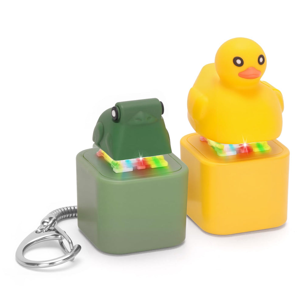 FunisFun quacking duck keychain on the go, offering playful stress relief.