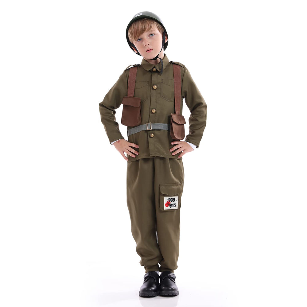 Funivals army soldier costume khaki color suits many roles and scenes