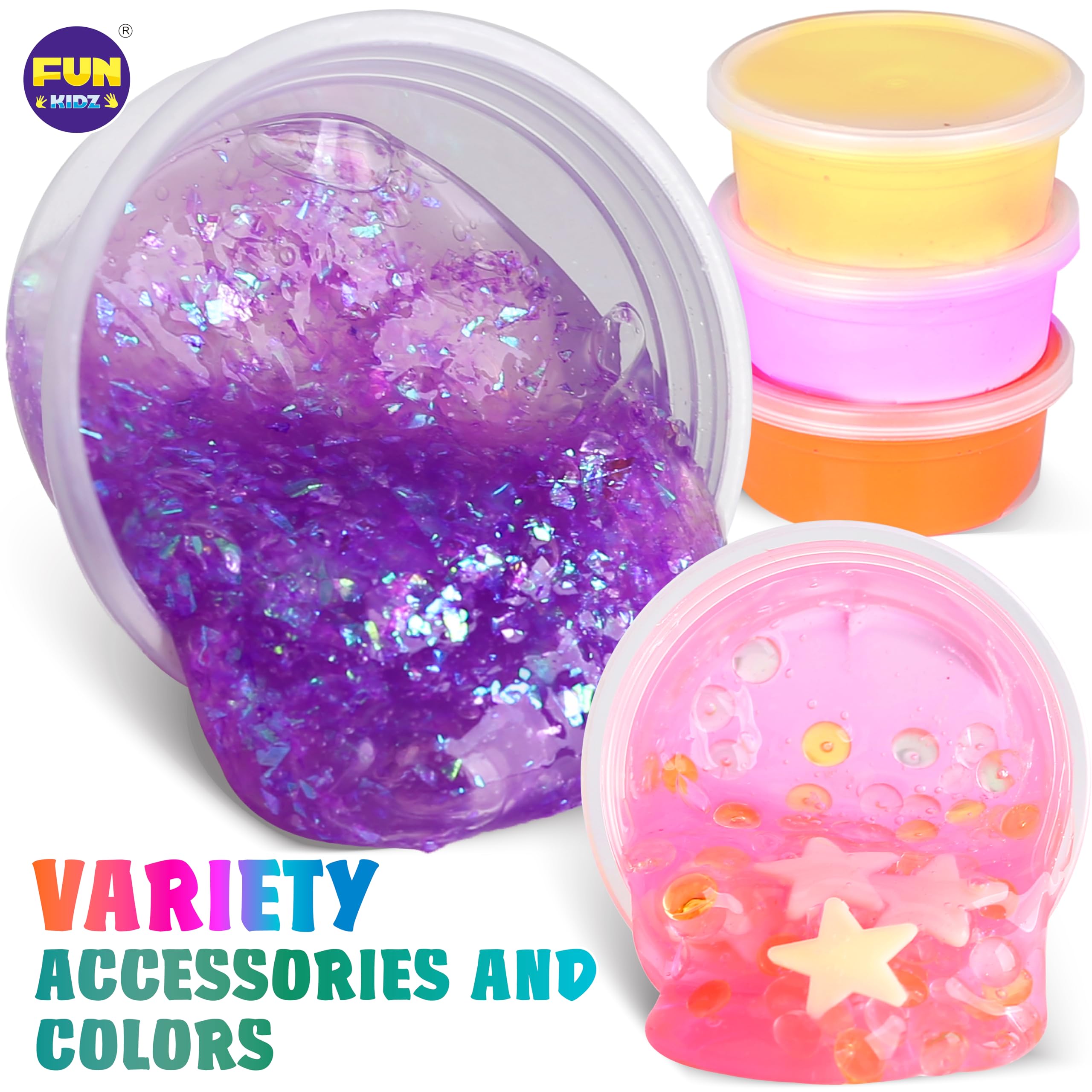 FunKidz food-grade dyes add vibrant, safe color to slimes.