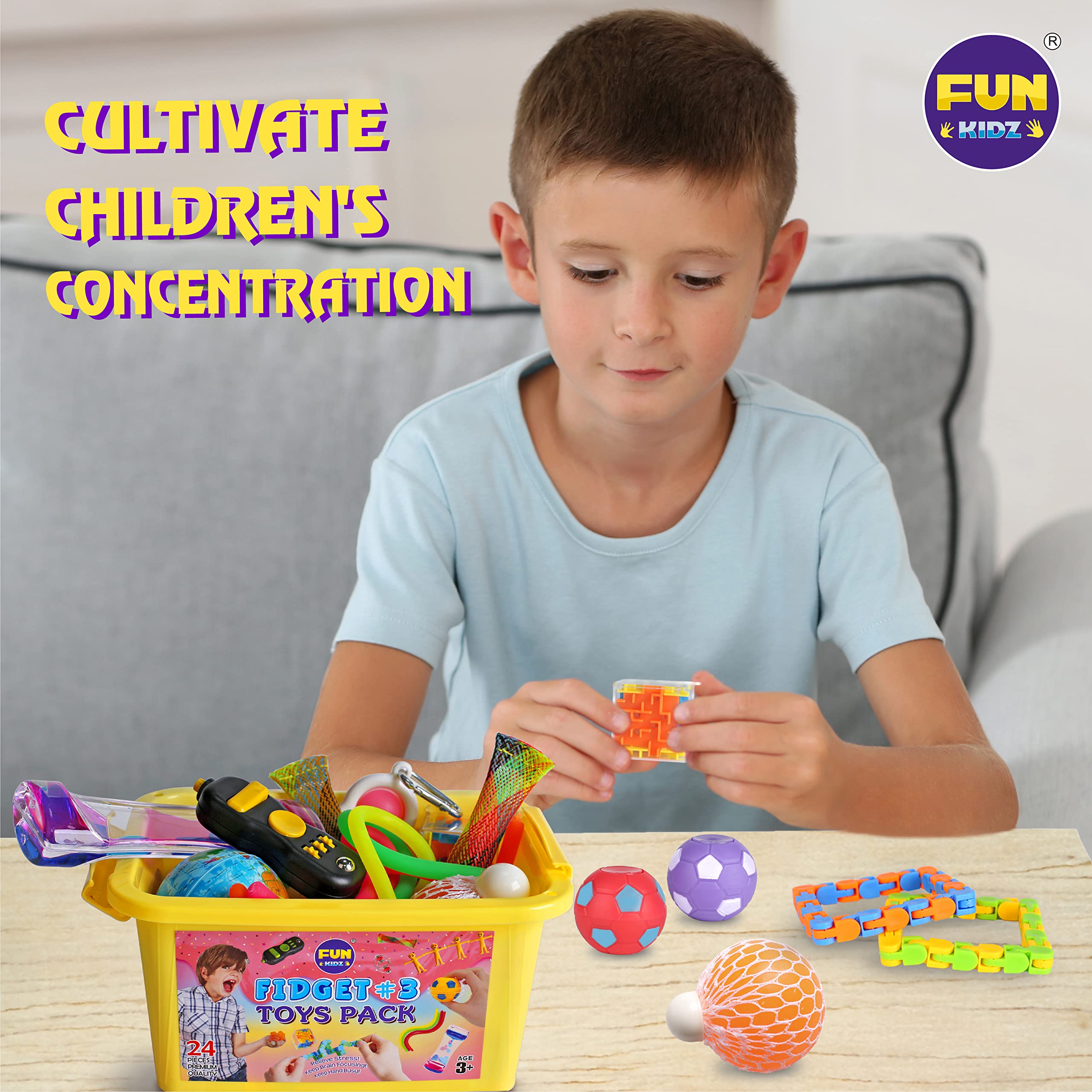 FunKidz Gift Fidget Box fidget pad provides tactile play and stress relief